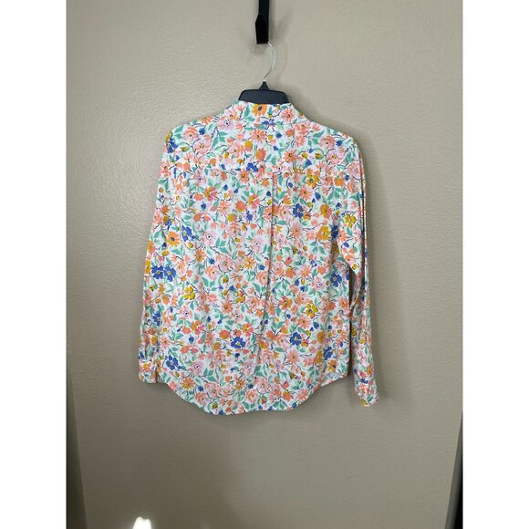 St Johns Bay Womens Floral Button-Down Shirt M 100% Cotton Long Sleeve Collared - Picture 3 of 6